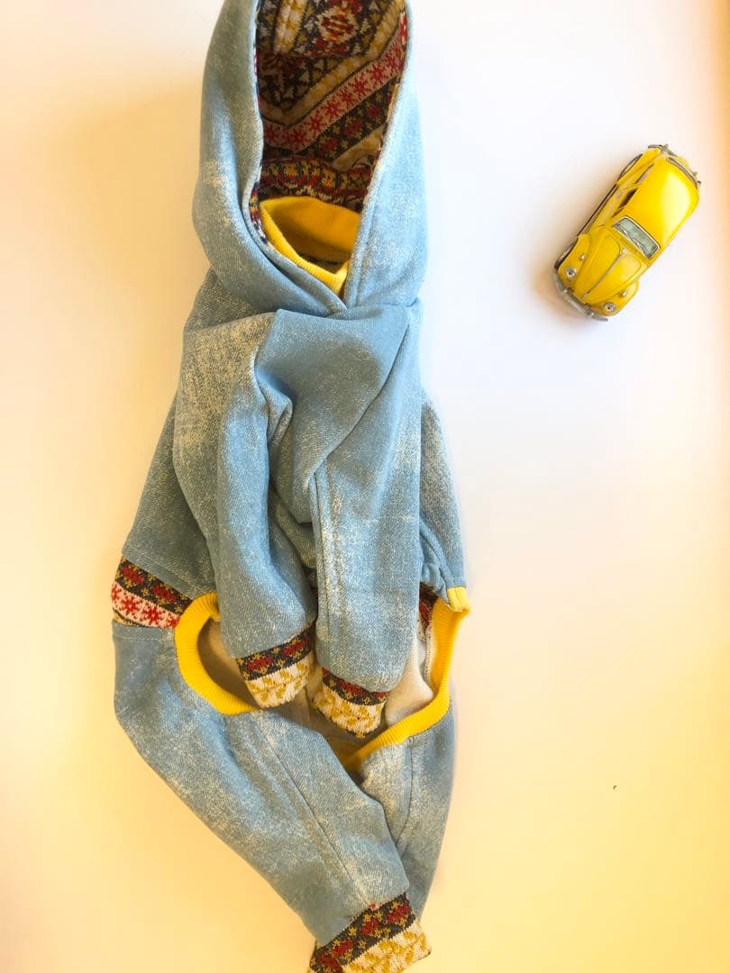 黄色い袖のロンパース　イタグレ服　犬服　ハンドメイド