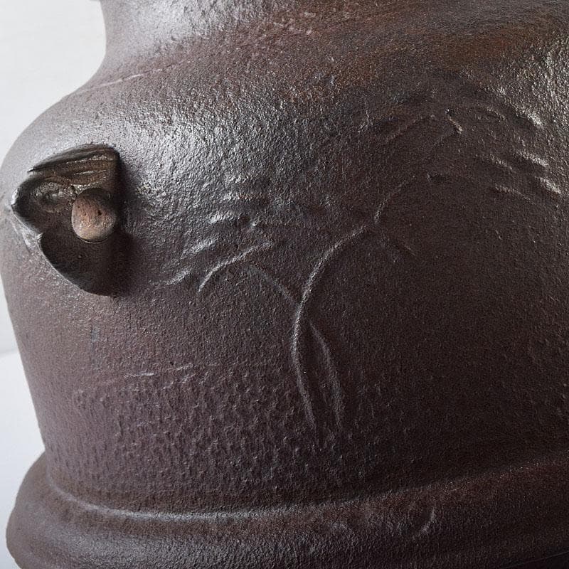 茶道具　人間国宝　釜師　高橋敬典作　浜松地紋真形羽付釜　共袋共箱　VR8722H