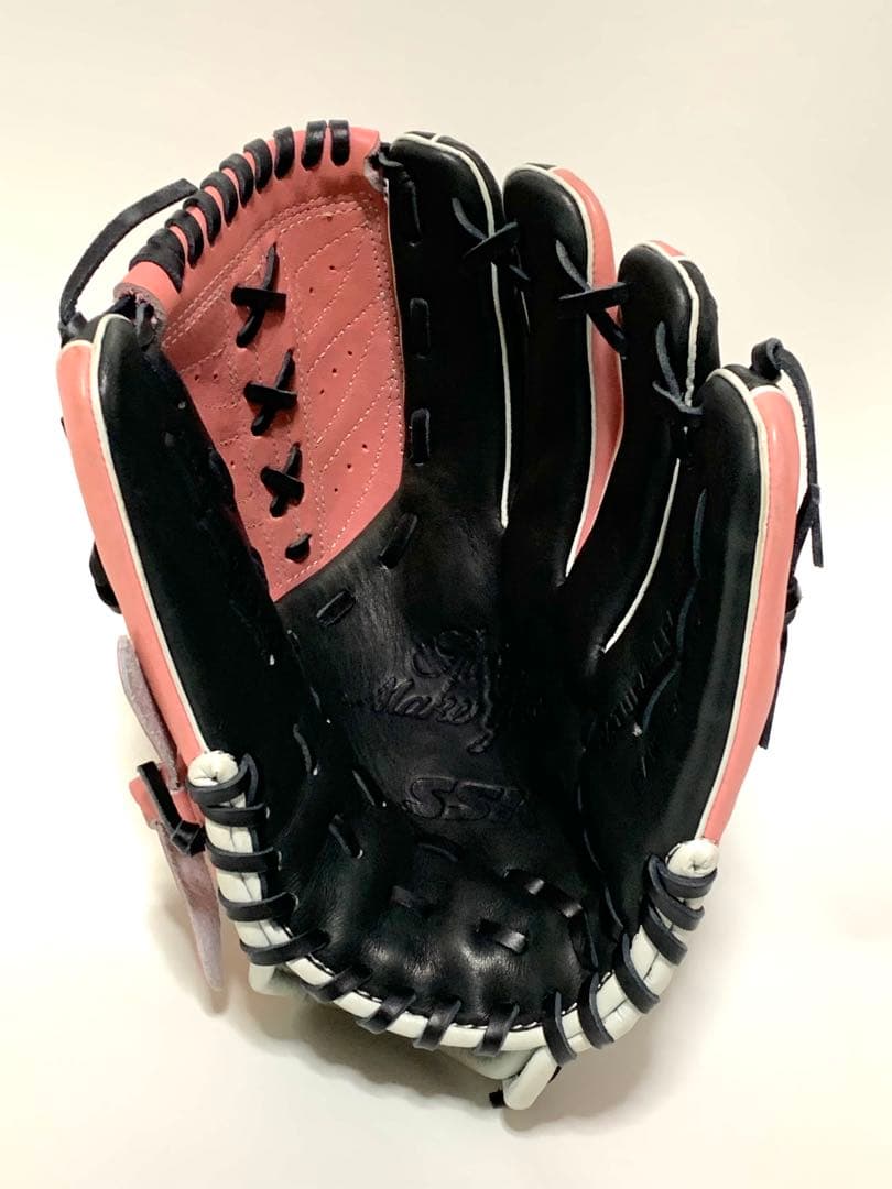 【美品】SSK 少年軟式野球グローブ 右投 ピンクxブラック