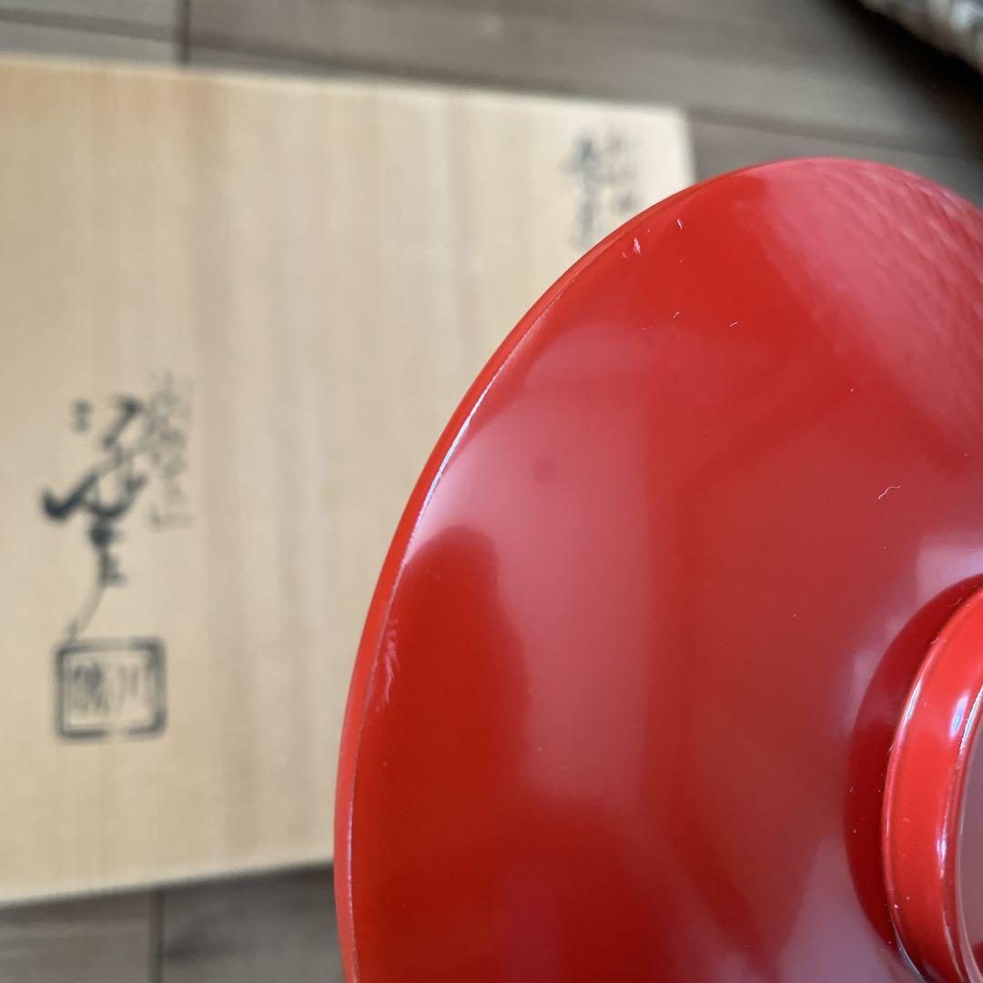 川端近左　利休形　朱引盃共盃台　十客　表千家 茶道具　共箱　美品