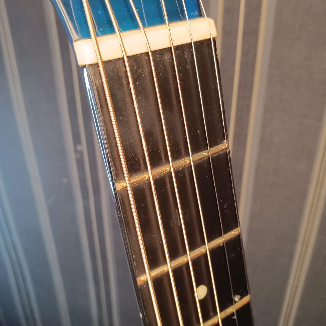 新品弦 軽量 初心者 ビギナー向け アコースティックギター ブルー 青