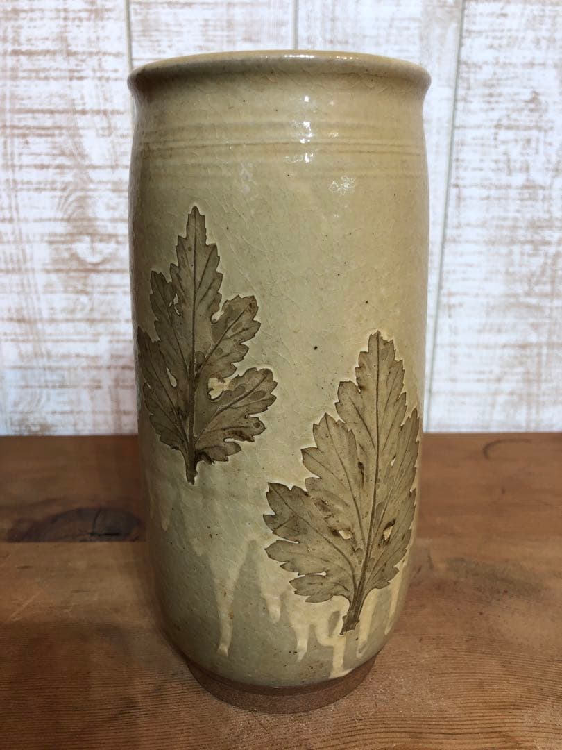 ユニーク♪　押葉瓶　河合紀作　花瓶　花器　生け花　インテリア　陶芸