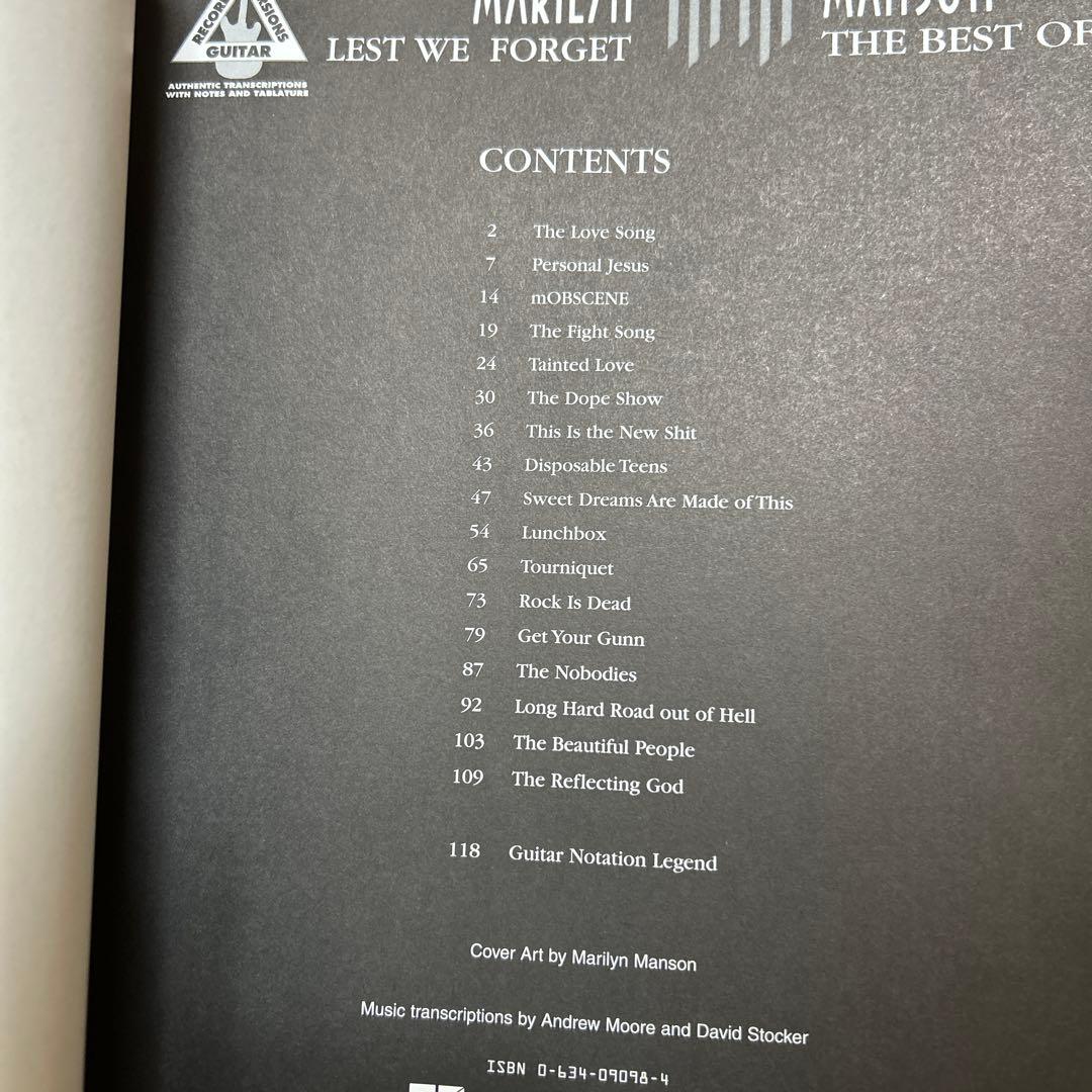 Lest We Forget: The Best Of マリリンマンソン　譜面