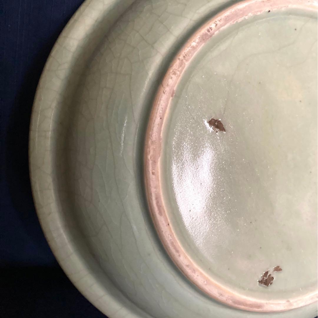 龍泉窯　天龍寺青磁鳳凰龍文大皿