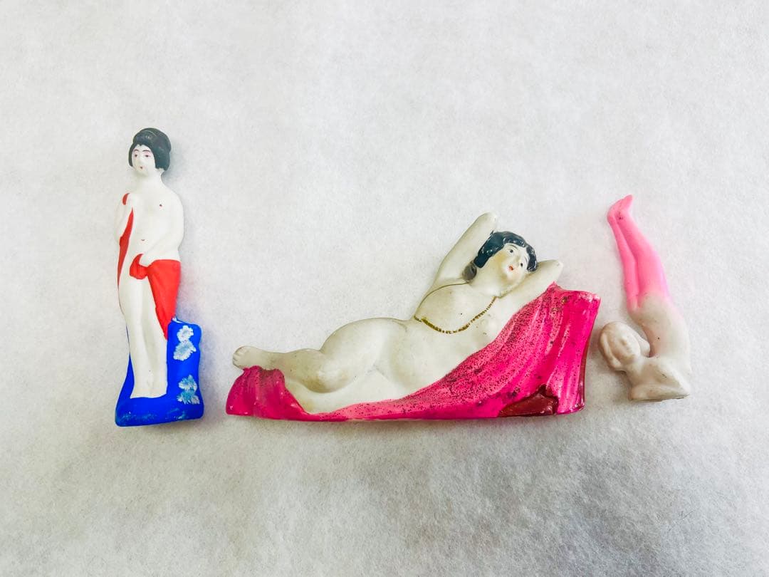 昭和初期 女性像 土人形 裸体表現 10体セット 全長約10〜18cm 美品