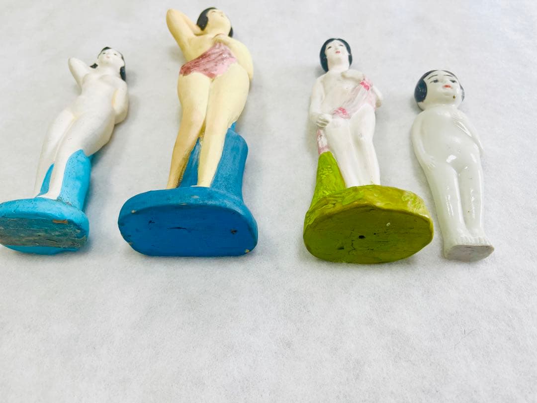 昭和初期 女性像 土人形 裸体表現 10体セット 全長約10〜18cm 美品