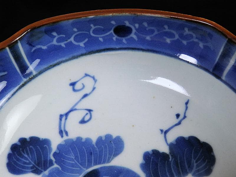 古伊万里　染付　墨弾き　瓜の図　膾皿　5客　C746AS-CEs