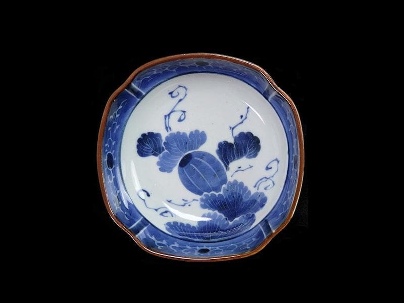 古伊万里　染付　墨弾き　瓜の図　膾皿　5客　C746AS-CEs