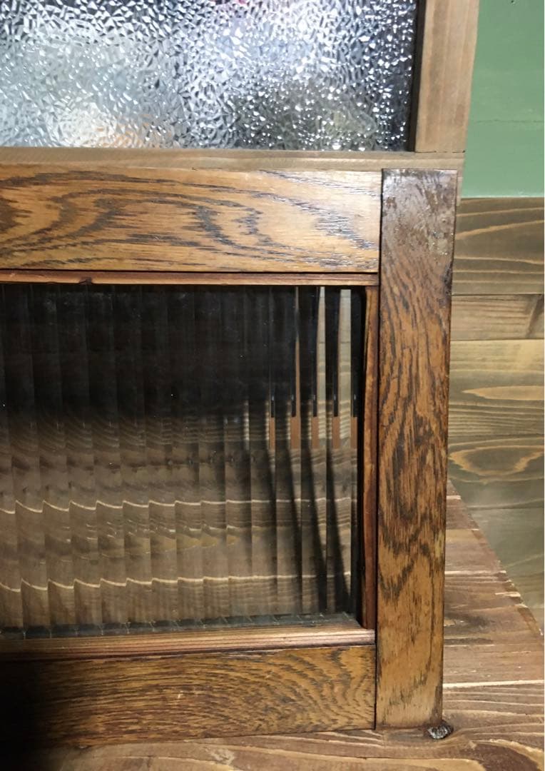 メルカリ便発送★モールガラス★木枠★古材★引き戸★昭和レトロ★ ブィンテージ★