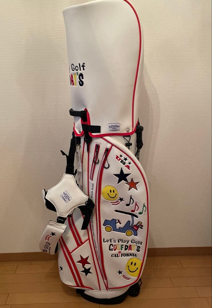 ブルーティーゴルフ スタンドキャディバッグ ホワイト/レッド
