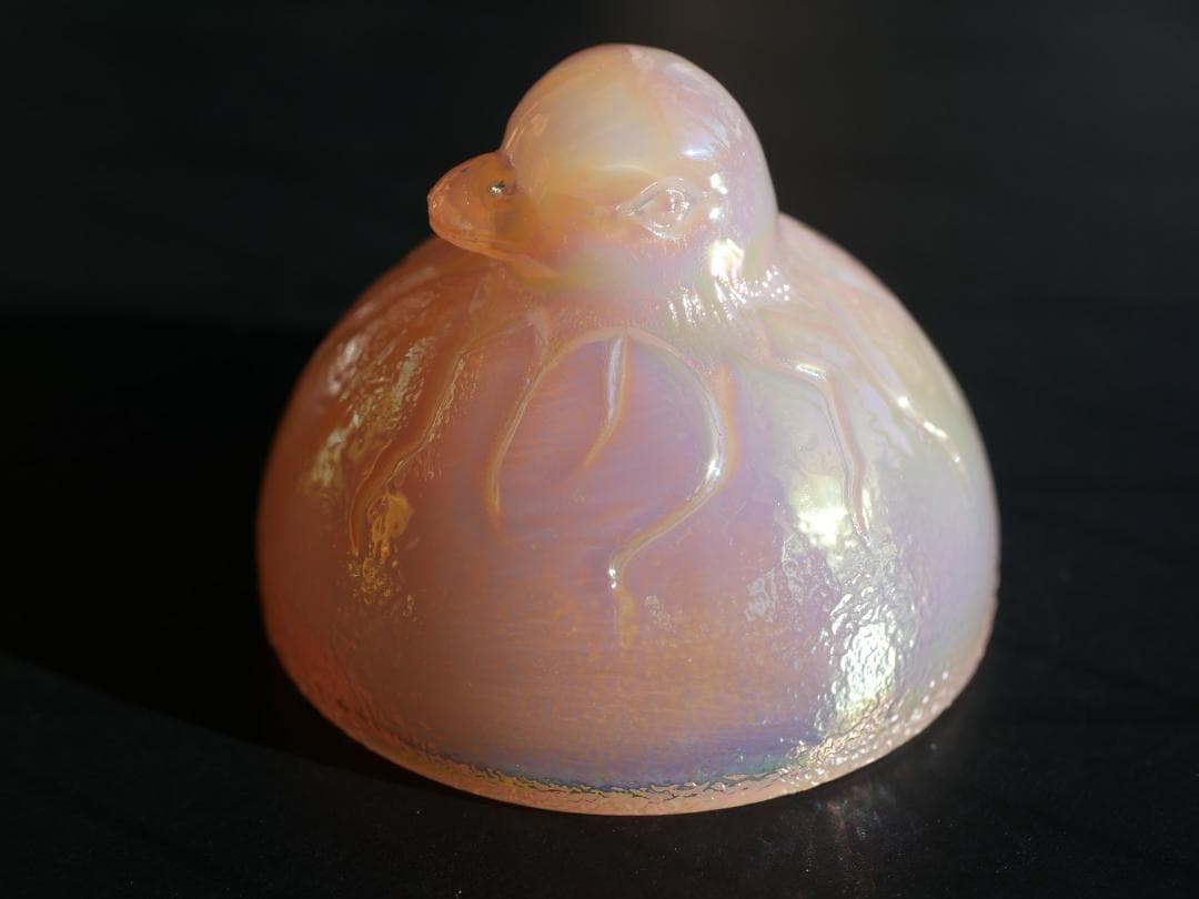 フェントン イリデセントグラス バードオンザネスト 蓋付き小物入れ