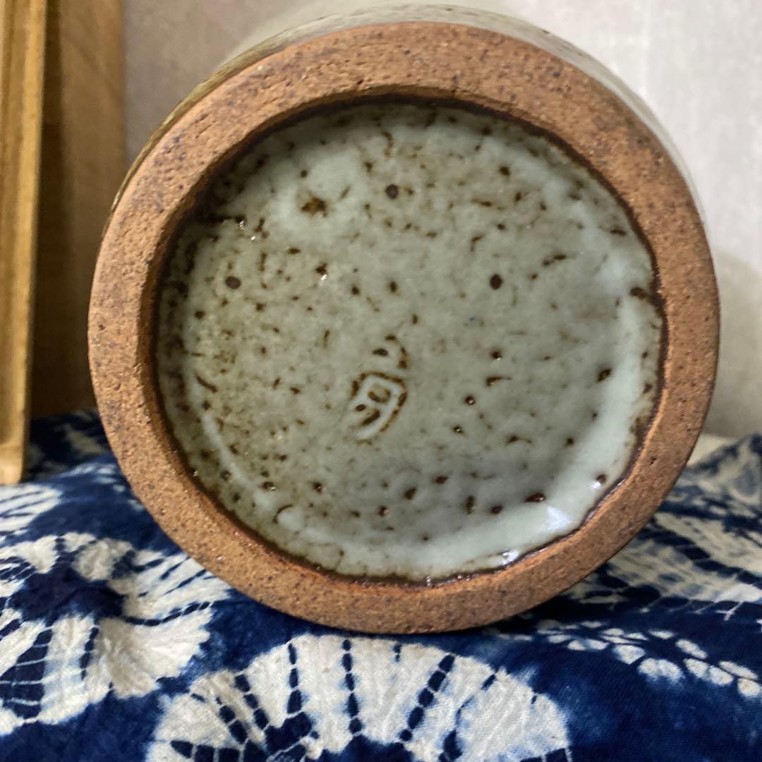 人間国宝　島岡達三　地釉象嵌花瓶