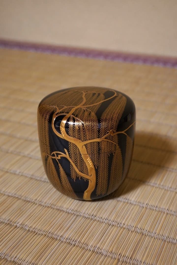 吉田 華正　柳蒔絵 大棗　而妙斎 ／梨子地　 茶道具 即中斎 惺斎 宗哲 近左