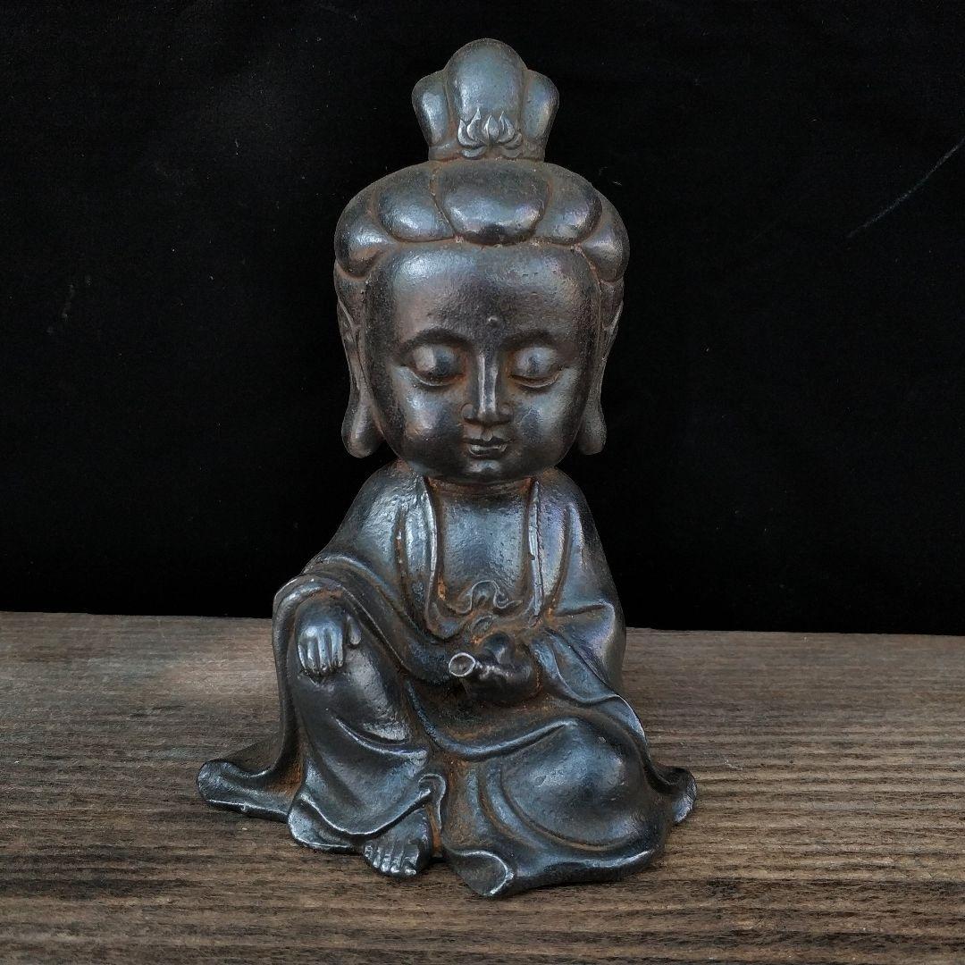 鉄器 鉄仏 仏教美術 Q版観音菩薩小仏像 工芸品 美術品 置物
