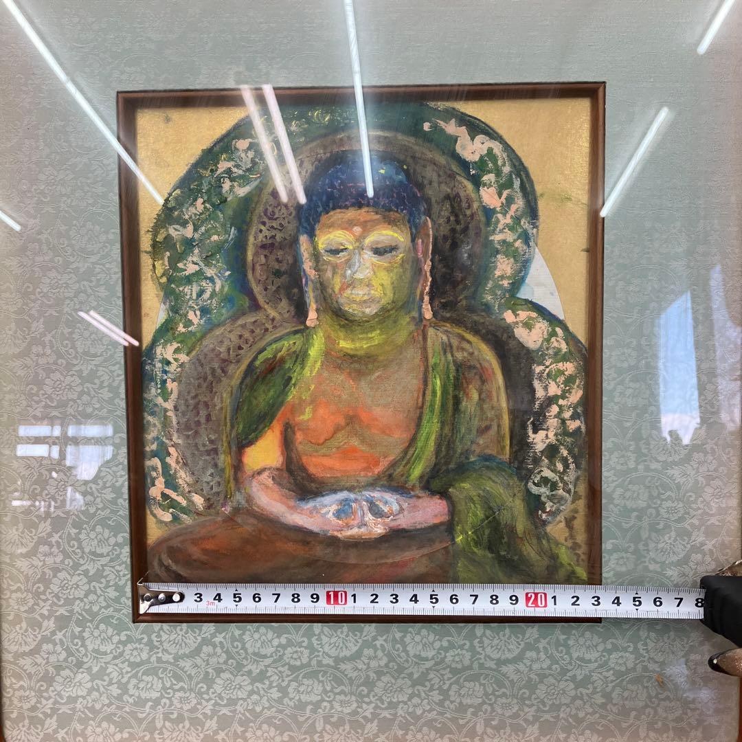 縁起物 仏像 絵画 木彫風 額装 阿弥陀如来 坐像 和モダン インテリア 壁掛け