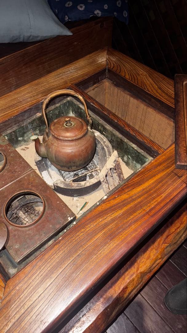 木製火鉢 やかん付き