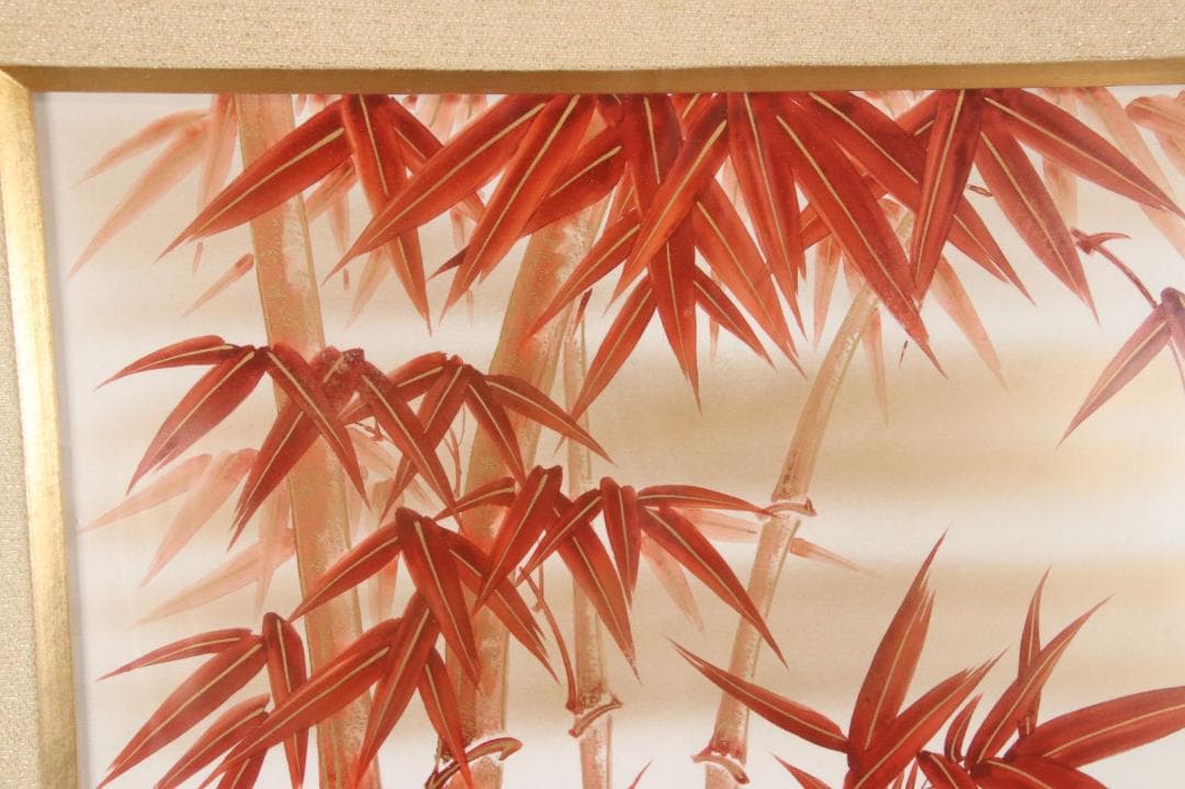 九谷焼 名人 龍仙　竹林　陶板 額装