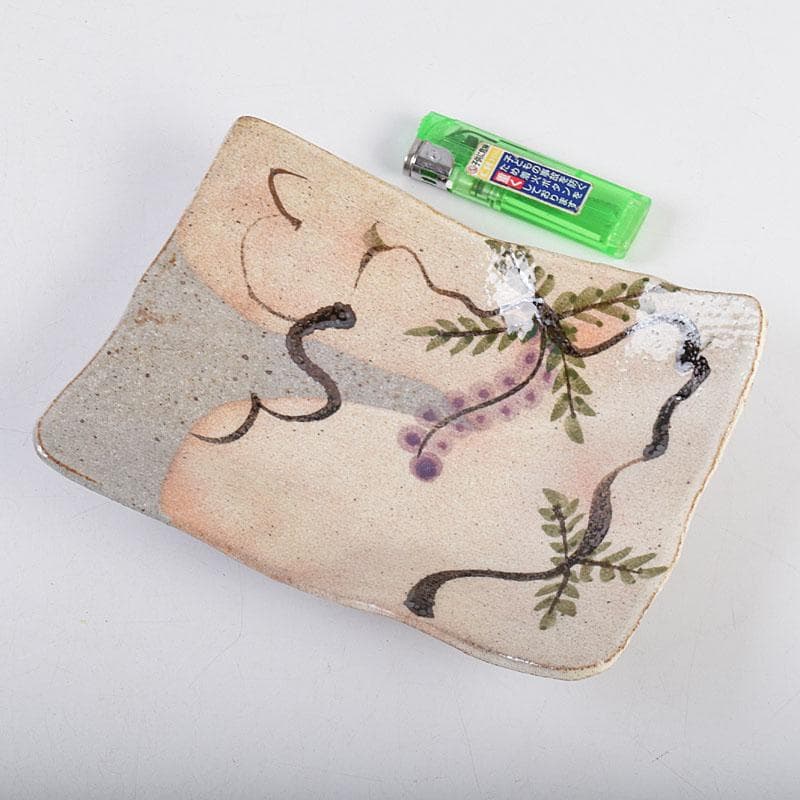 Sake　鼠志野　四方皿　五客　共布　黒田陶々庵極め箱　M　R9064B