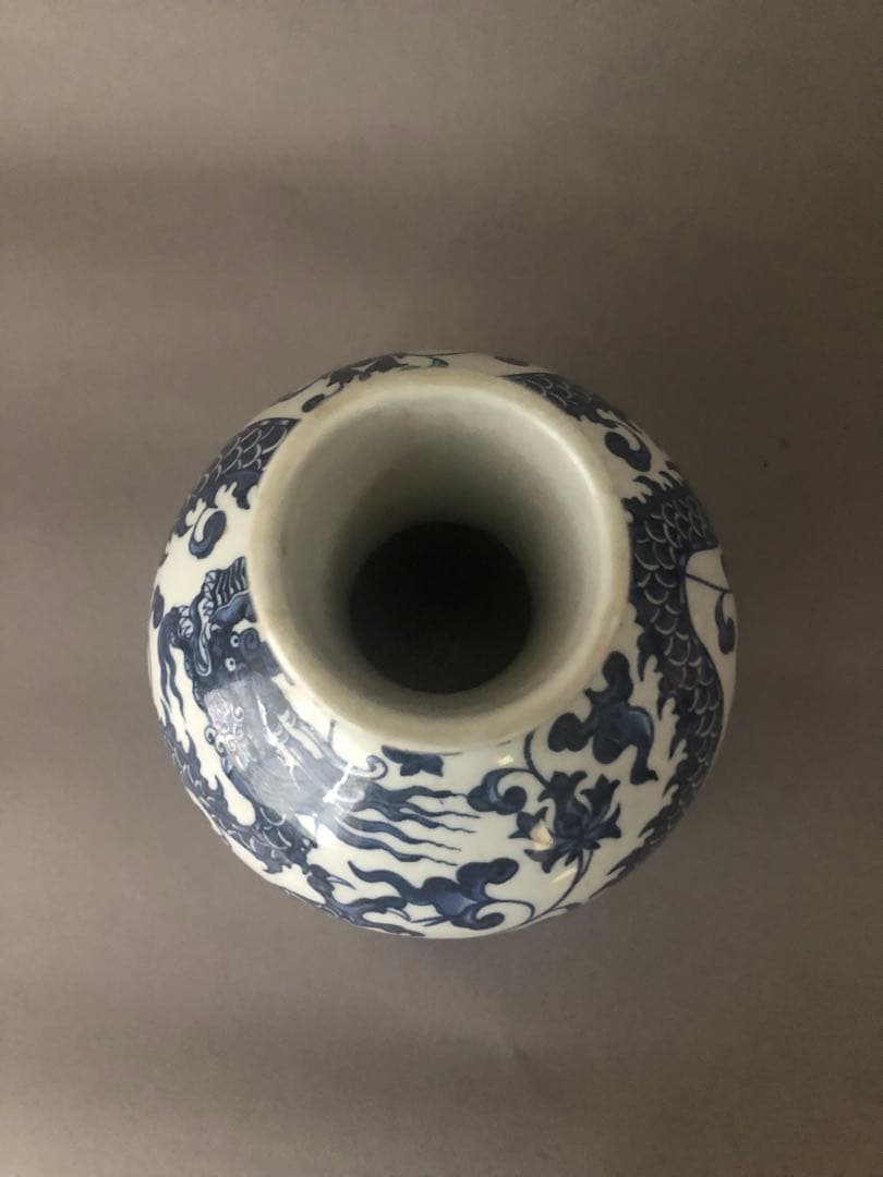 中国陶器　雲龍文花瓶 壺