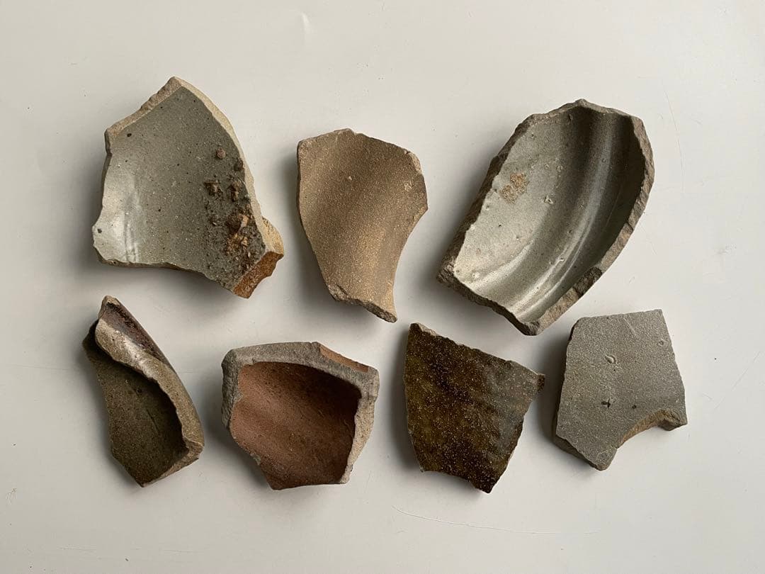 骨董　アンティーク　古唐津　絵唐津　陶片　残欠　焼山窯ほか　叩き技法　出土　発掘