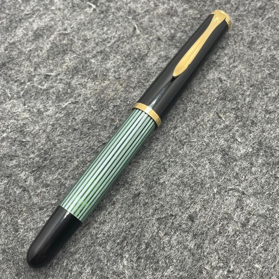 PE699□ペリカン 400nn m&k 緑縞 万年筆 吸入式