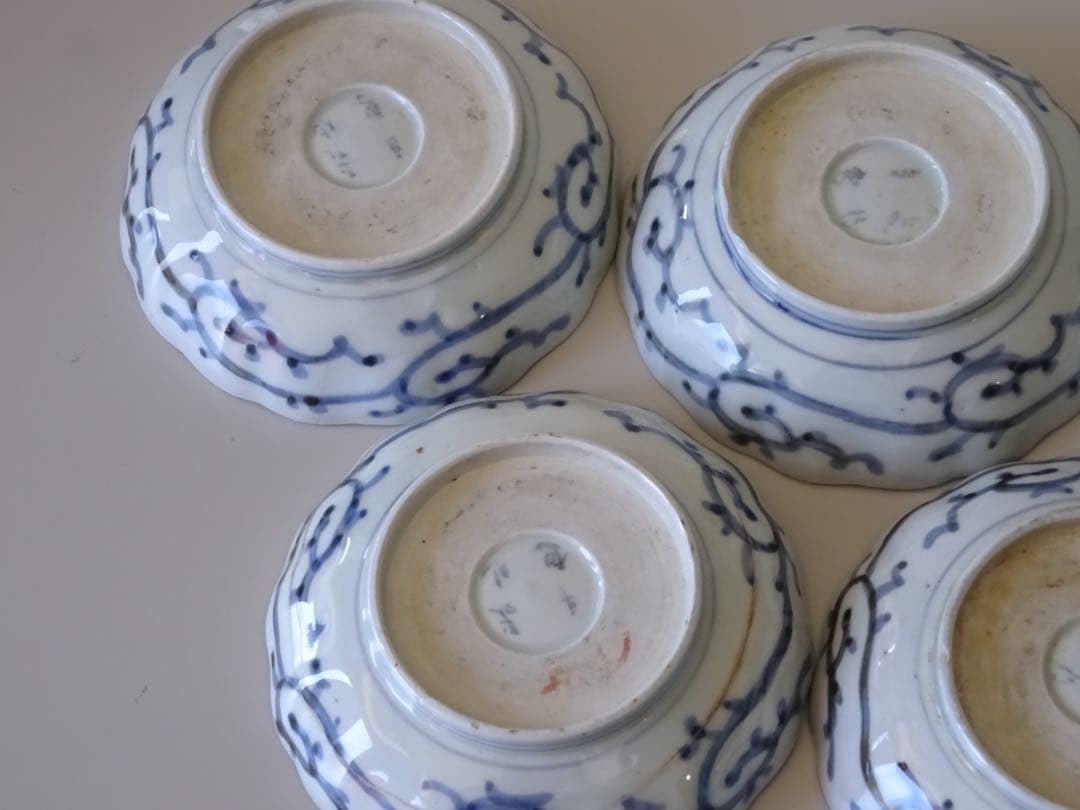 江戸時代　後期　古伊万里　松竹梅　蛸唐草文　膾皿　5客　なます皿　向付　取皿