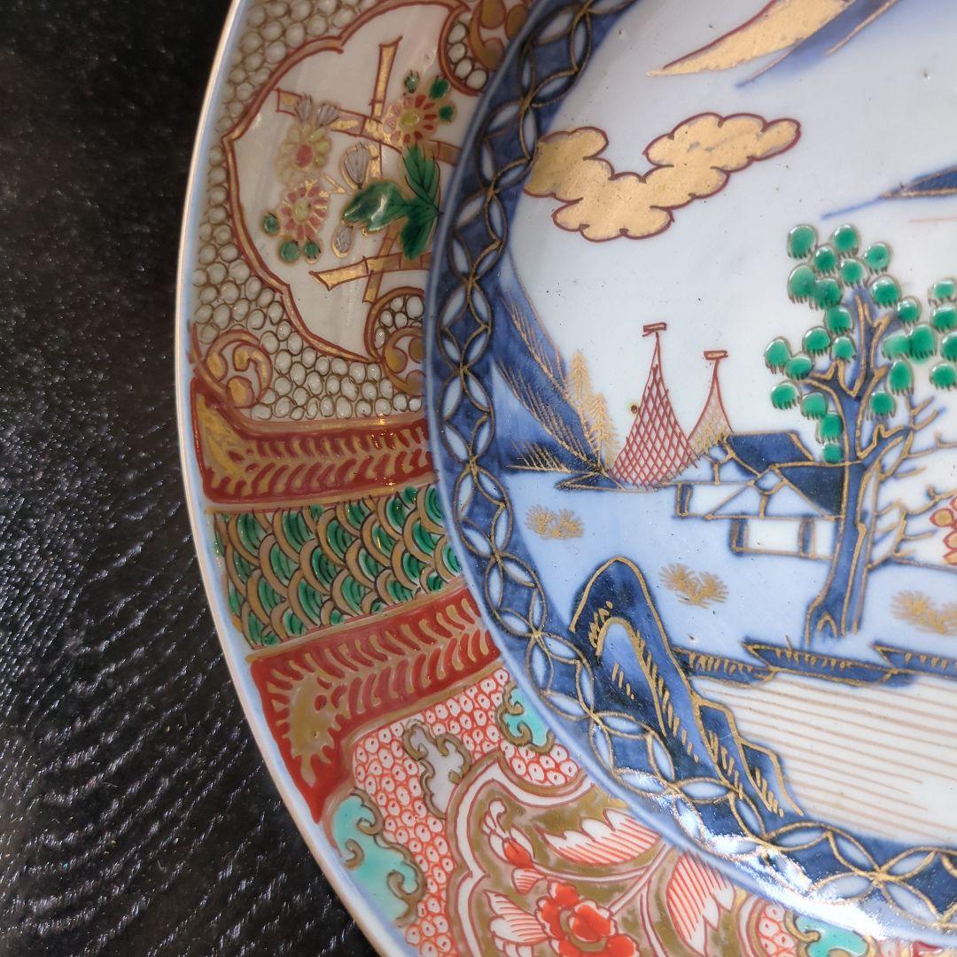 骨董　古伊万里　鉢　③　染錦　器　陶器　盛鉢　二重高台　伊万里