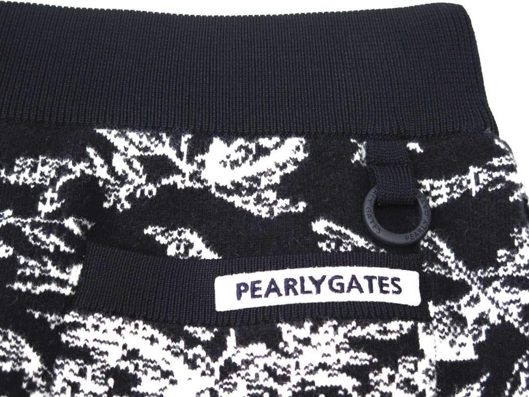 新品● パーリーゲイツ ●ウォームコットン 花柄 ニットスカート　濃紺/M