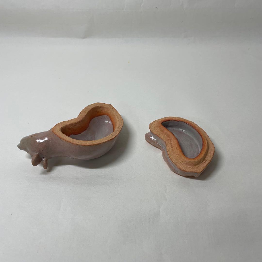 FD40⑦ 萩焼　岡田裕作　萩干支香合　「丑」 共箱