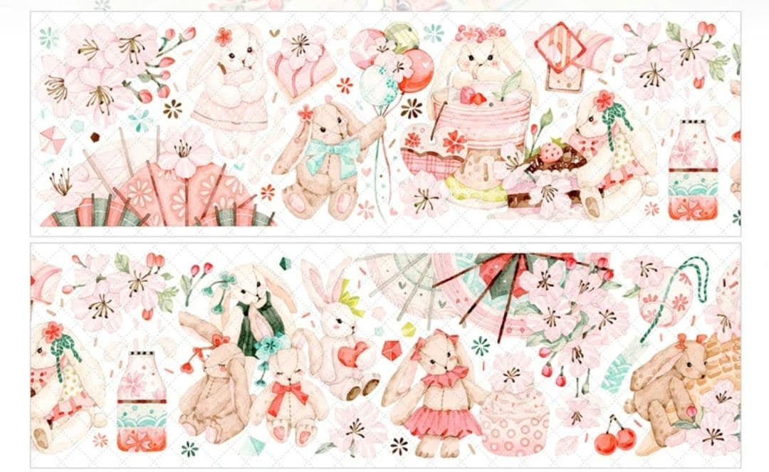 巻売 469★ 海外 マスキングテープ マステ PET 装飾 動物 兎 虹光