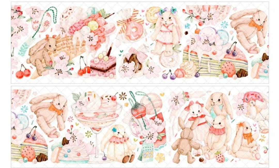 巻売 469★ 海外 マスキングテープ マステ PET 装飾 動物 兎 虹光