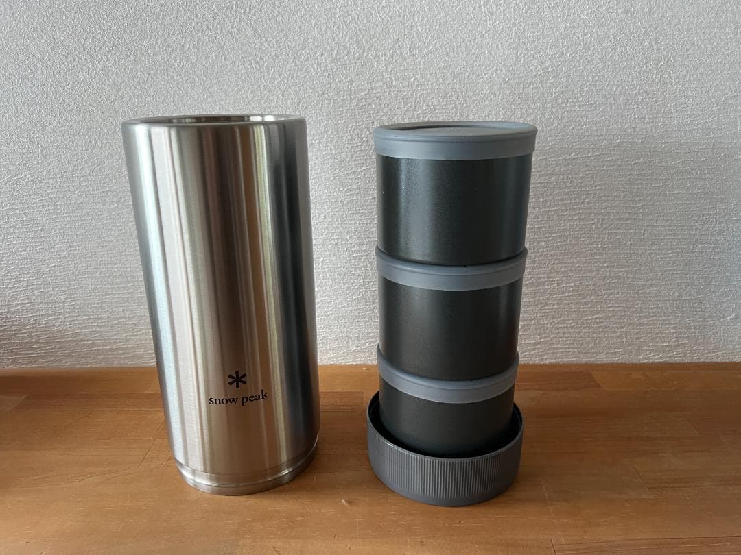 新品） peak 保温可能弁当箱　トバチ３　食器セット グレー