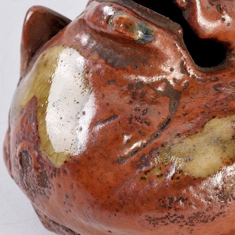 茶道具　尾形乾山作　色絵　獅子香合　時代箱　V　8816