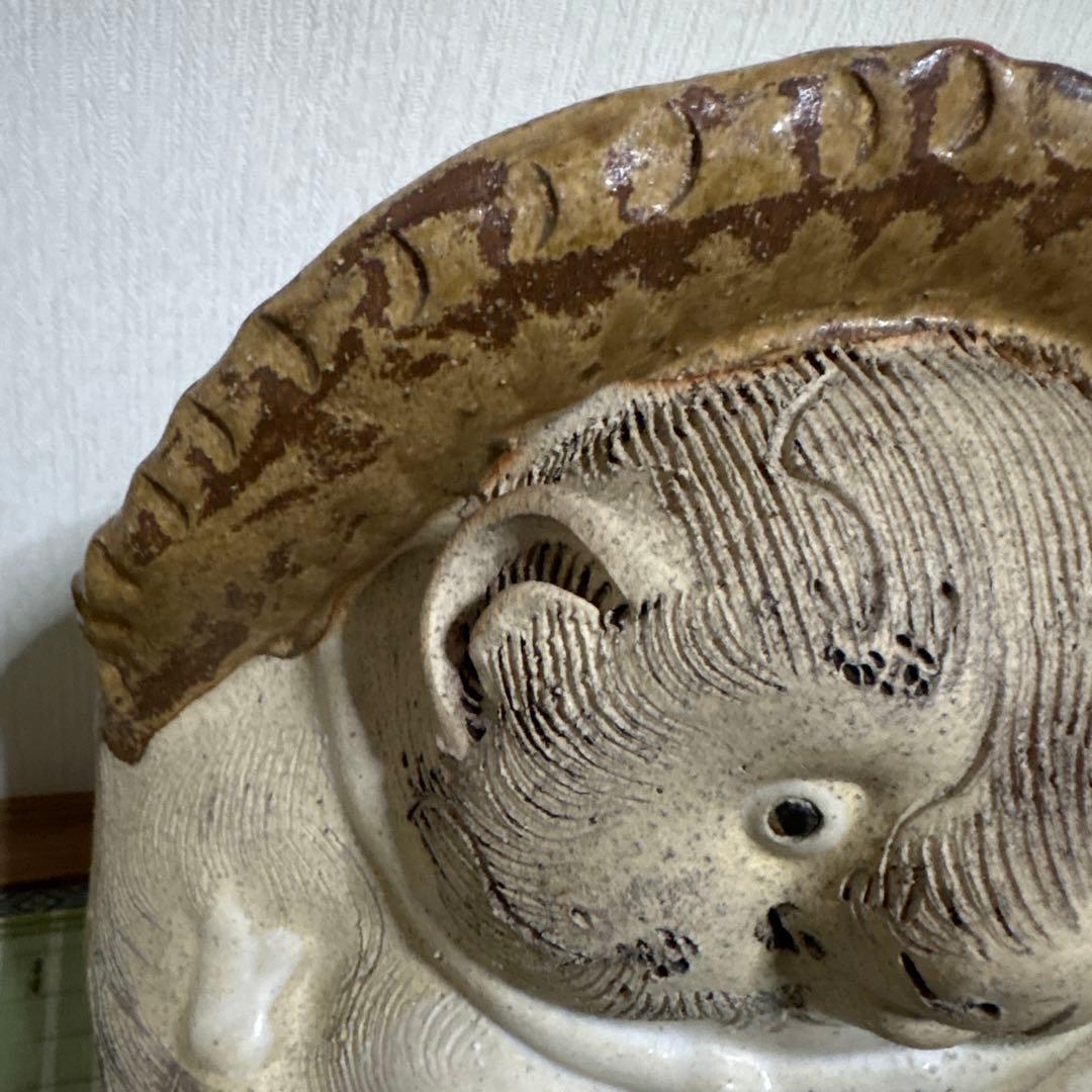 信楽焼　白　たぬき　狸　焼き物　ホワイト　2代　38cm 陶芸　工芸品　置物