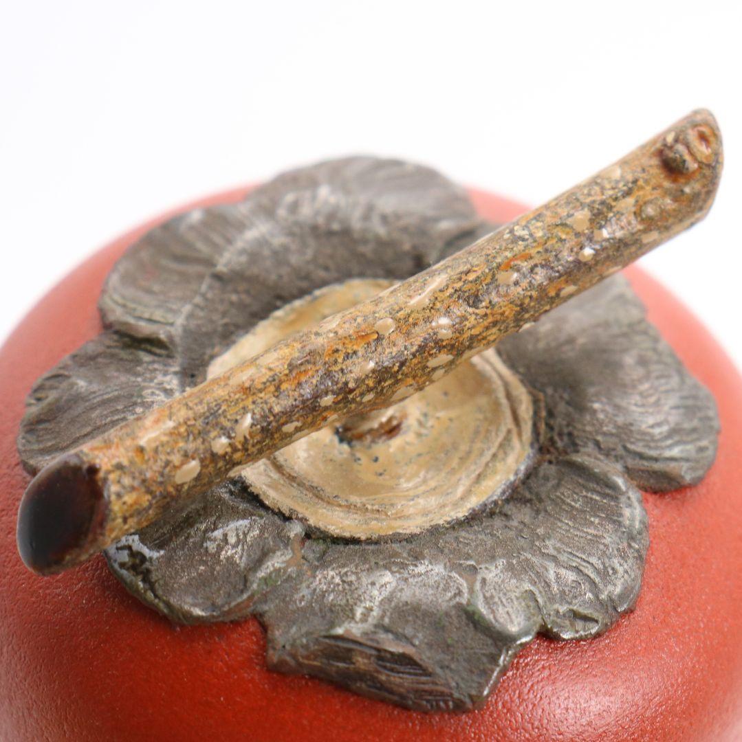 塗師 川岸充雅作 輪島塗乾漆造 柿香合 茶道具 共箱共布　V978