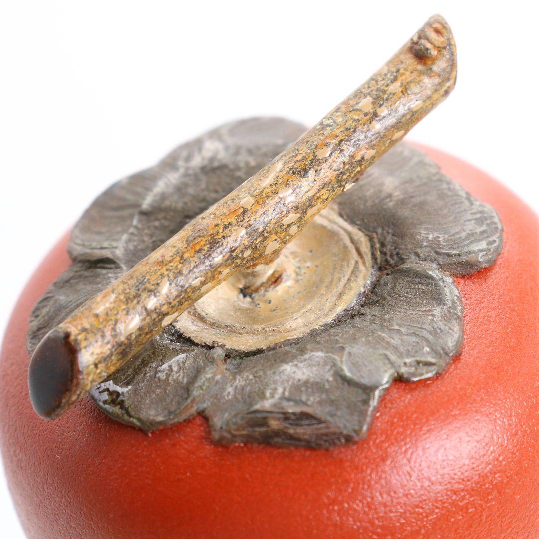 塗師 川岸充雅作 輪島塗乾漆造 柿香合 茶道具 共箱共布　V978