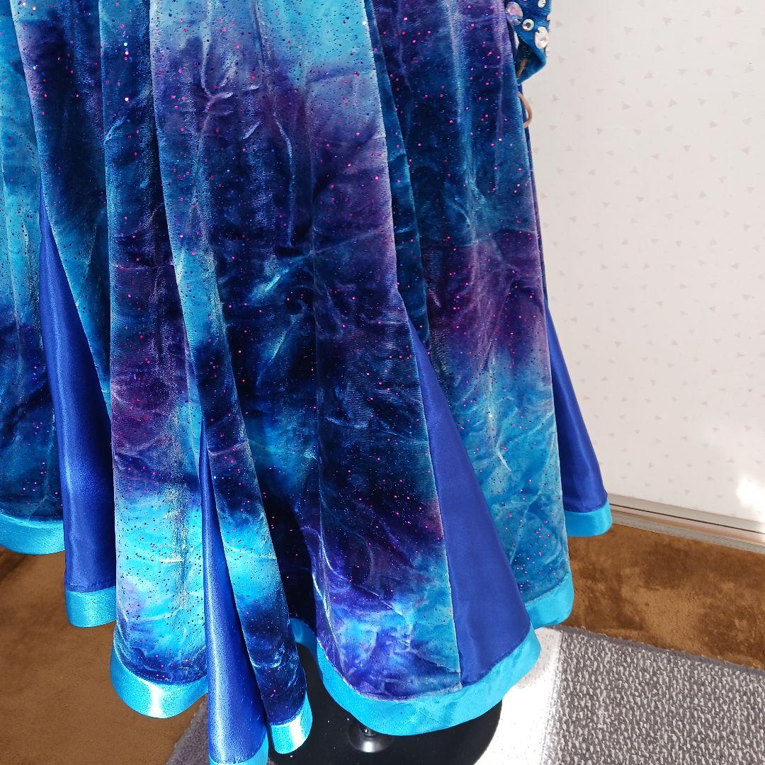 社交ダンス用ラテンドレス 青紫 グラデーション