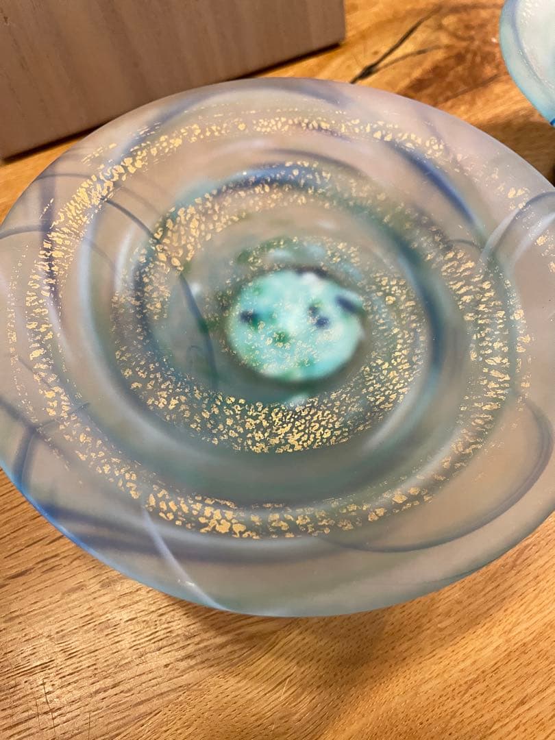 極上品　藤田喬平　手吹ガラス　金箔　彩鉢　一対