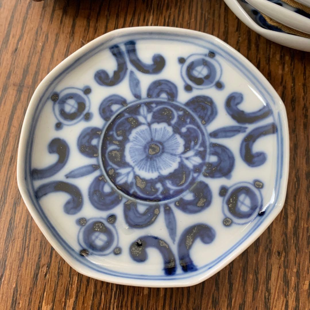 九谷焼⭐️八角形小皿5枚組⭐️仕覆付⭐️蔵保管