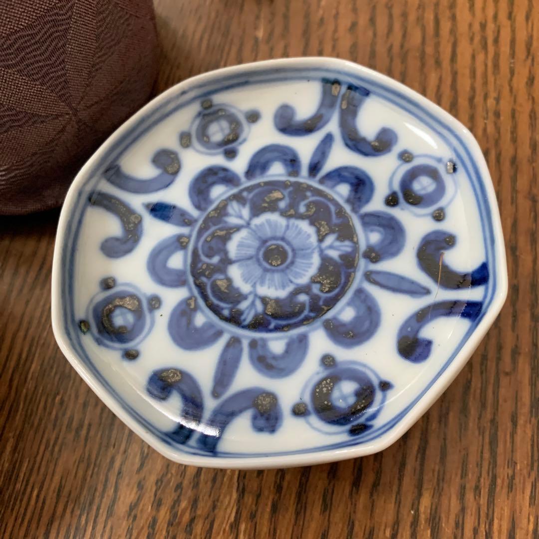 九谷焼⭐️八角形小皿5枚組⭐️仕覆付⭐️蔵保管