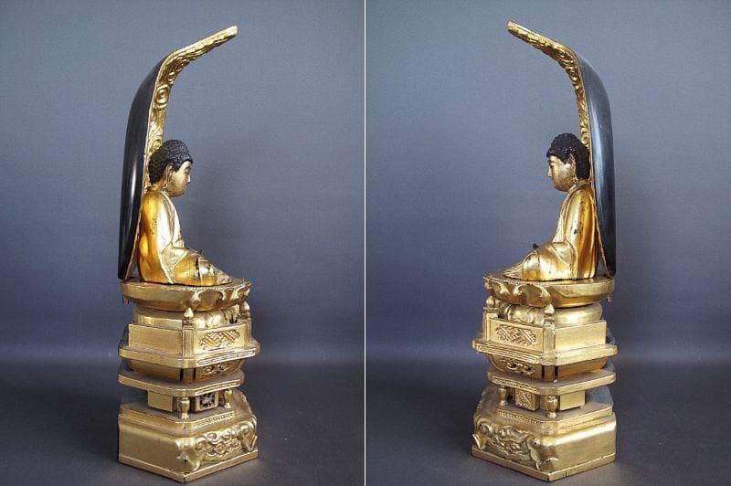 玉眼!!『木造 釈迦如来座像』古仏 総高44㎝