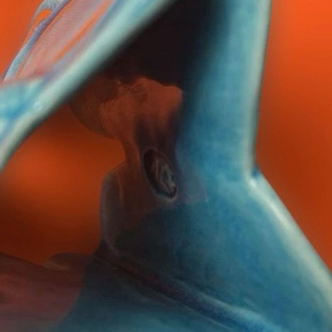 蓋置　蝶　浅黄交趾　膳所焼