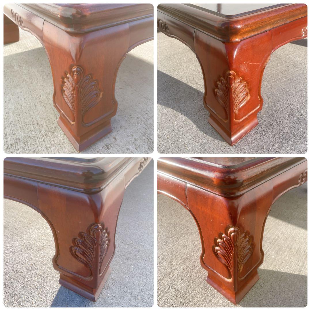 唐木家具 彫刻 花梨家具 木製座卓 ダークブラウン 和室座敷 アンティーク②