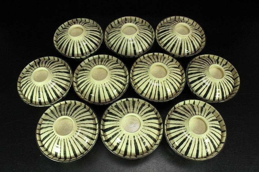 麦藁手 蓋茶碗 十客 時代物(K-YC510)