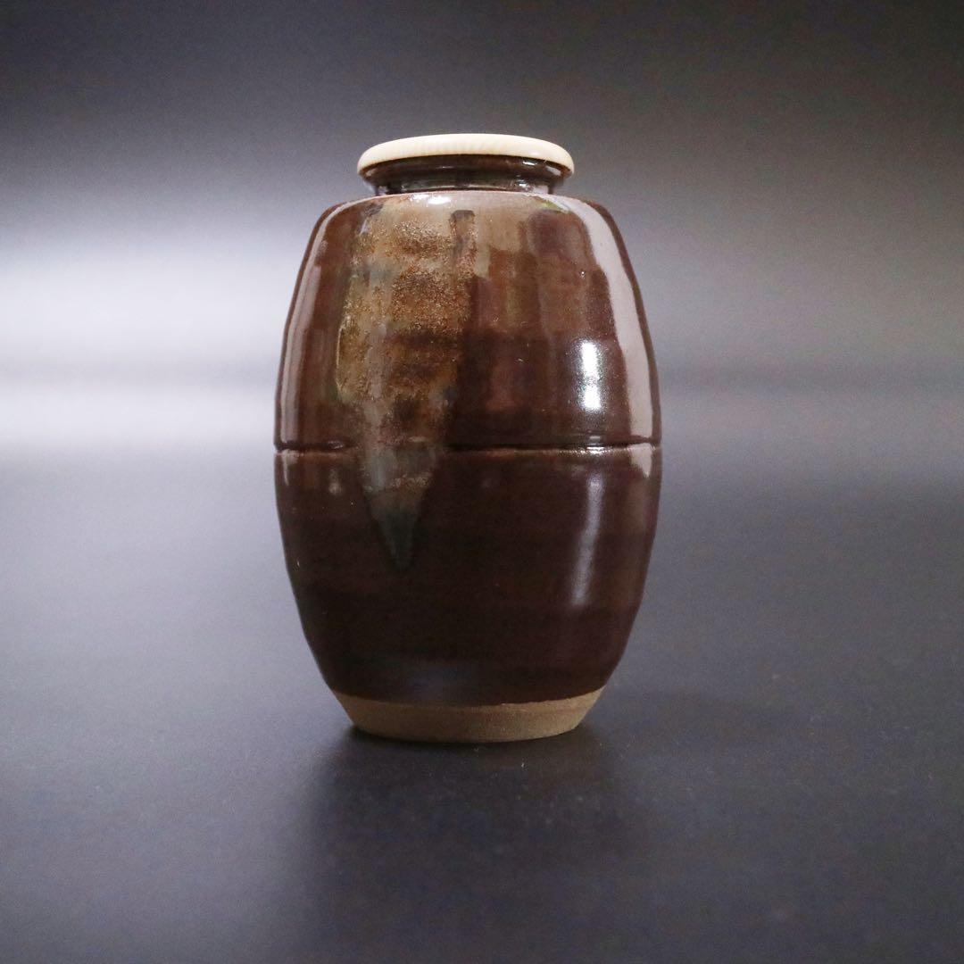 平安 万代喜山 肩衝茶入 仕覆付 京焼 茶器 茶壷 茶道具