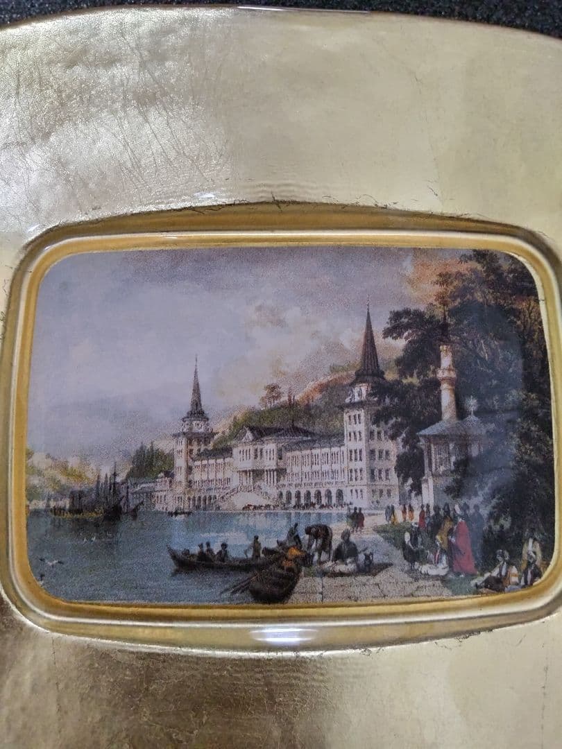 トルコ Deger Katan Hediyeler ゴールドガラス装飾皿