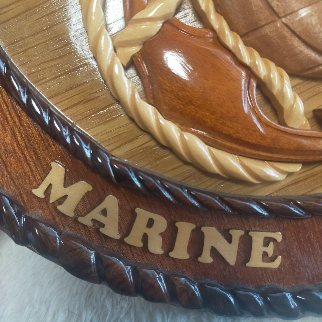 アメリカ MARINE CORPS 海軍 壁掛け インテリア 木製 彫刻