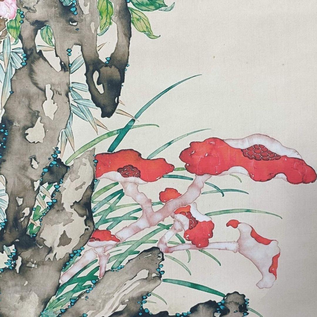 唐寅 花鳥図 三尺中堂 掛け軸　中国絵画　宣紙