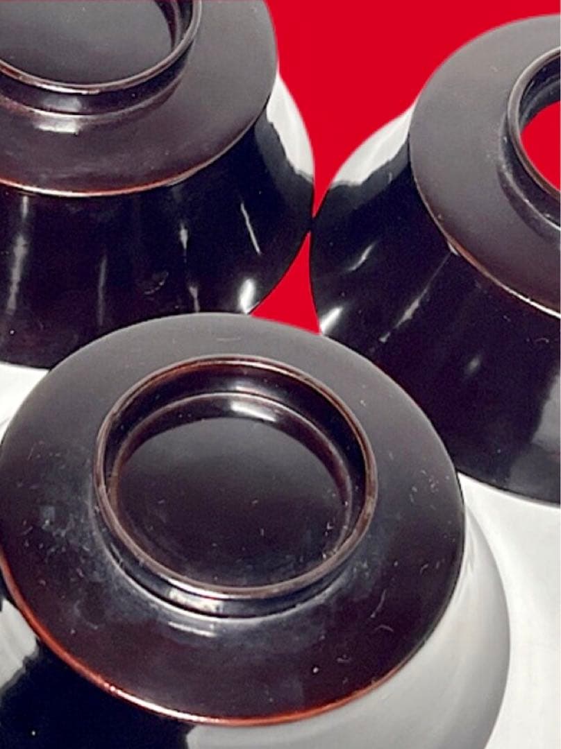 角形 螺鈿細工 漆器6客 金赤蒔絵蝶文 50年前 送込