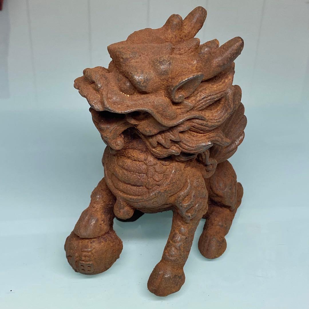 旧蔵　昭和時代　時代物　鉄麒麟　置物　文房具　アンティーク